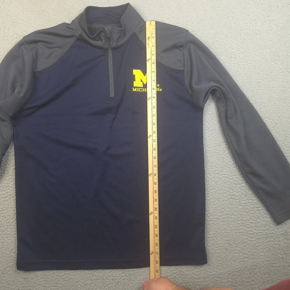Michigan Wolverines 1/4 Zip Pullover Mens Large Blue Gray Textured Pro Edge